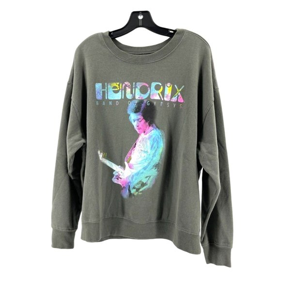 Hendrix Tops - Hendrix Women's Gray 2 Sided Graphic Rock N Roll 1970 Tour Sweatshirt Size XXL